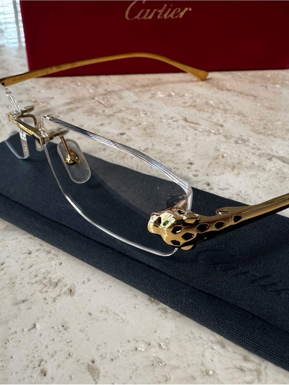 Cartier - panthère de Cartier  Rimless Gold-Tone Eyeglasses